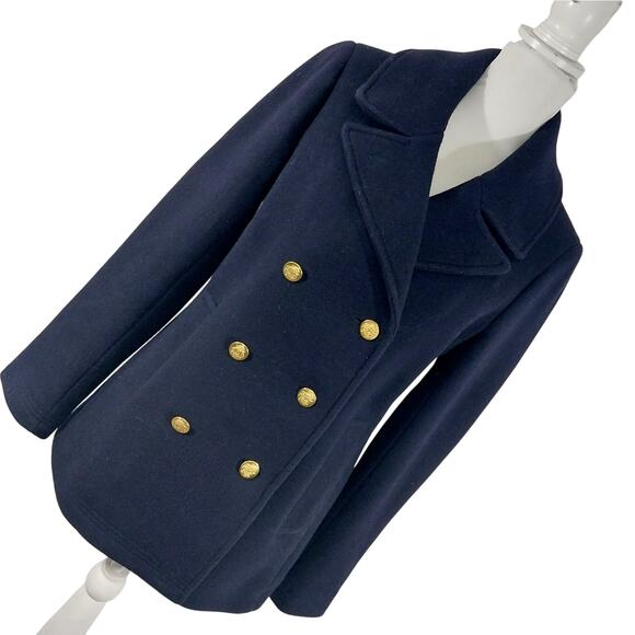 J. Crew Factory Navy Pea Coat with Gold Buttons - Picture 8 of 8